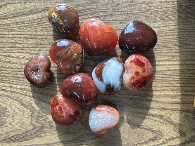 Lot of Colorful Carnelian Agate Hearts #346457